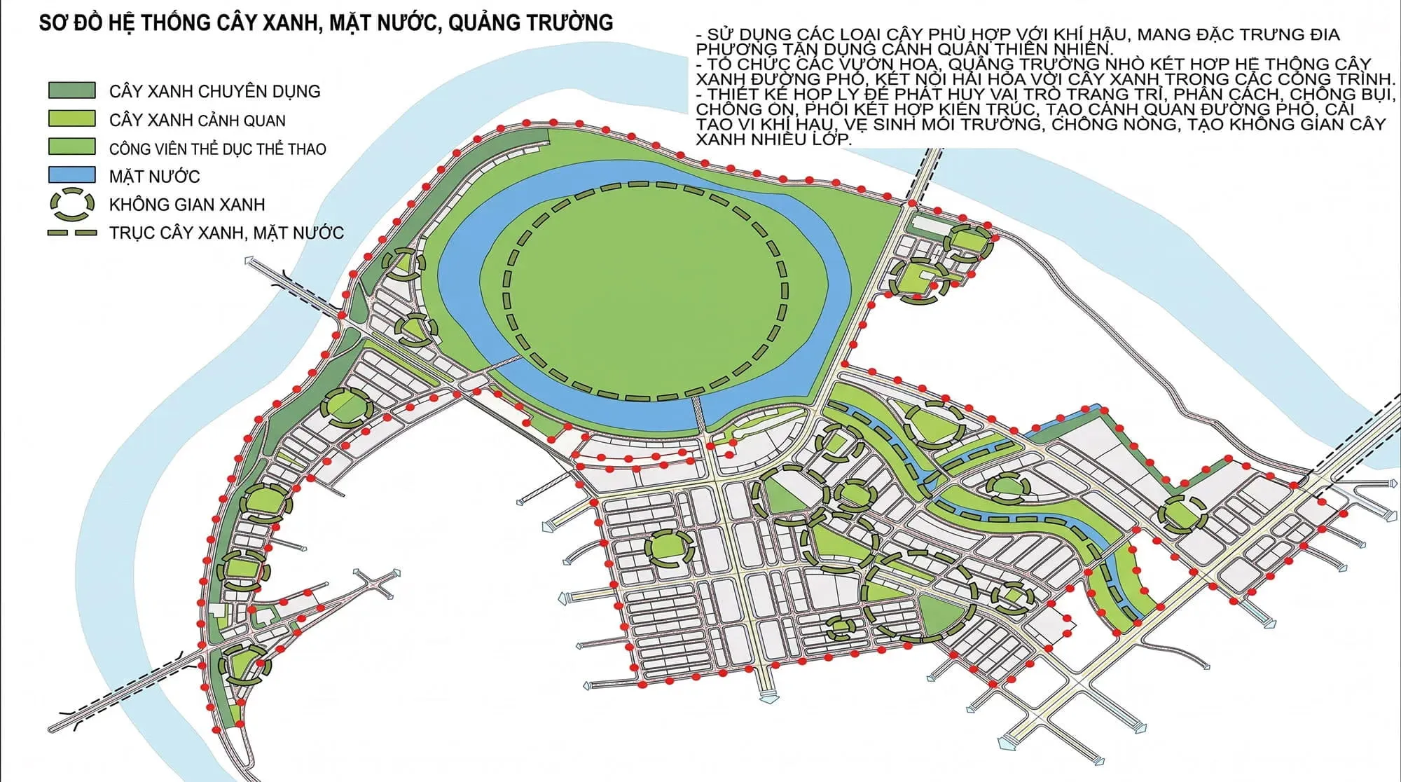 Hệ thống cây xanh và mặt nước tại Vinhomes King Park